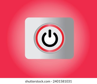 Square shaped power on button symbol icon. Vector editable isolated