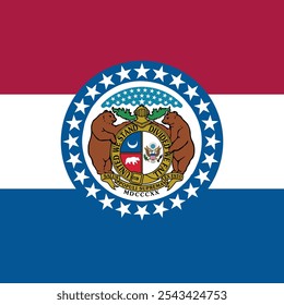 Square shaped printable vector flag of the United States of America federal state of MISSOURI