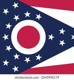 Square shaped printable vector flag of the United States of America federal state of OHIO