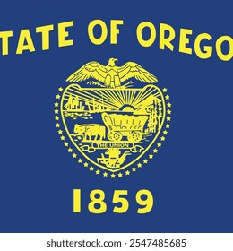 Square shaped printable vector flag of the United States of America federal state of OREGON