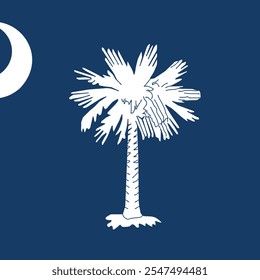 Square shaped printable vector flag of the United States of America federal state of SOUTH CAROLINA