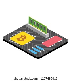 
An square shaped sign with router cables in different color showing CPU mining concept 
