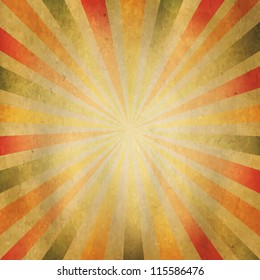 Square Shaped Sunburst, Old Paper Background, Vector Illustration
