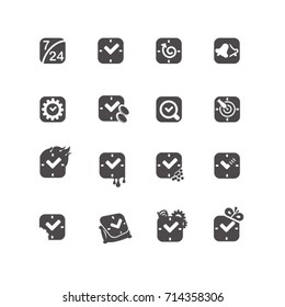 Square shaped time icons in glyph style / Icon set about time

