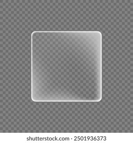 Square shaped transparent plastic sticker. Vector illustration of a realistic sticker with frayed edges on an isolated background. Template for design.