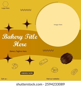 Square shapes abstract background design bakery. Editable graphic banner for bakery ads.