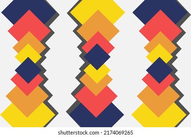 Square shapes abstract background with warm colors, geometrical shape background, yellow blue pink colored geometric pattern backdrop