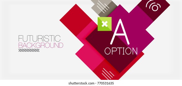 Square shapes banner design, geometric abstract background. Vector business slogan, infographics or presentation template