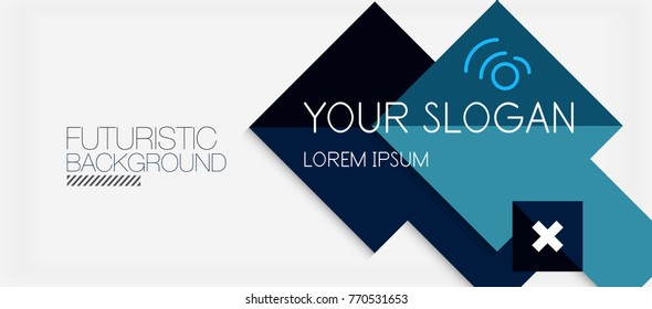 Diseño de pancartas de formas cuadradas, fondo abstracto geométrico. Slogan profesional vectorial, infografía o plantilla de presentación