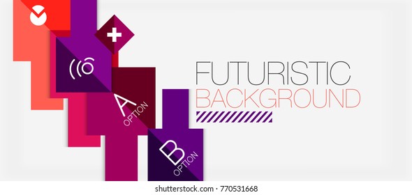Square shapes banner design, geometric abstract background. Vector business slogan, infographics or presentation template