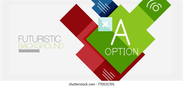 Diseño de pancartas de formas cuadradas, fondo abstracto geométrico. Slogan profesional vectorial, infografía o plantilla de presentación