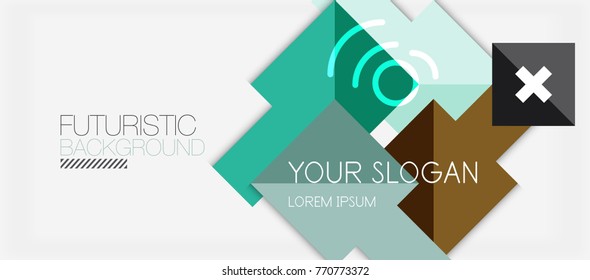 Diseño de pancartas de formas cuadradas, fondo abstracto geométrico. Slogan profesional vectorial, infografía o plantilla de presentación