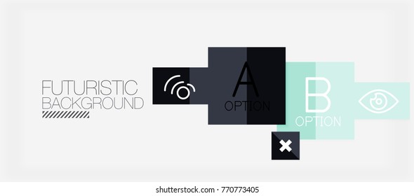 Square shapes banner design, geometric abstract background. Vector business slogan, infographics or presentation template