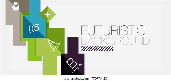Square shapes banner design, geometric abstract background. Vector business slogan, infographics or presentation template