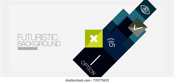 Square shapes banner design, geometric abstract background. Vector business slogan, infographics or presentation template