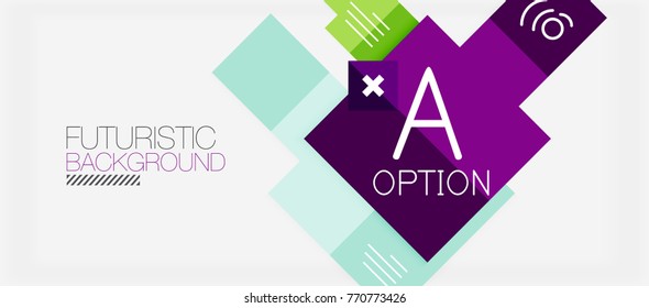 Square shapes banner design, geometric abstract background. Vector business slogan, infographics or presentation template