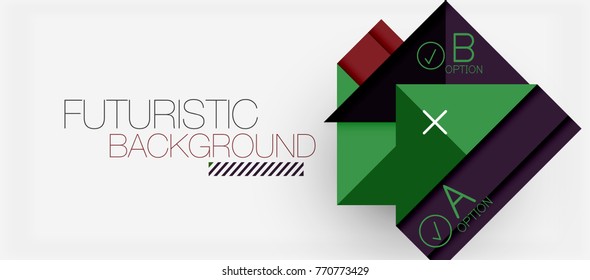 Square shapes banner design, geometric abstract background. Vector business slogan, infographics or presentation template