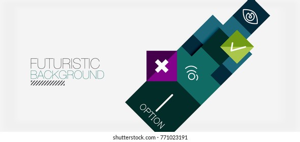 Square shapes banner design, geometric abstract background. Vector business slogan, infographics or presentation template
