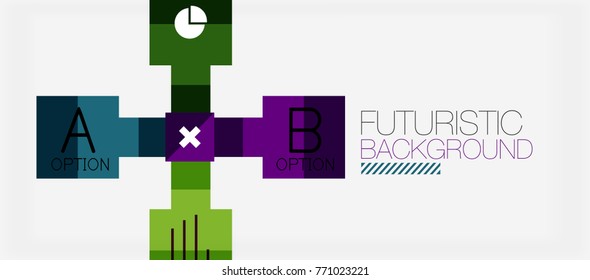 Square shapes banner design, geometric abstract background. Vector business slogan, infographics or presentation template