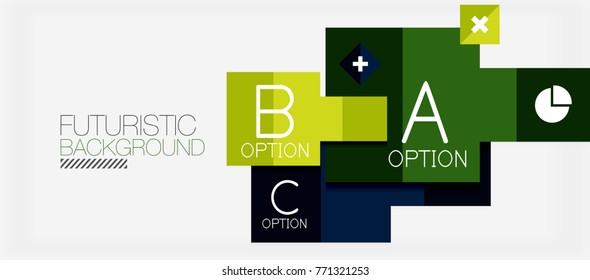 Square shapes banner design, geometric abstract background. Vector business slogan, infographics or presentation template