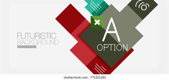 Quadrat formt Banner-Design, geometrisch abstrakter Hintergrund. Vektorgeschäftsslogan, Infografik oder Präsentationsvorlage