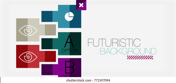 Square shapes banner design, geometric abstract background. Vector business slogan, infographics or presentation template
