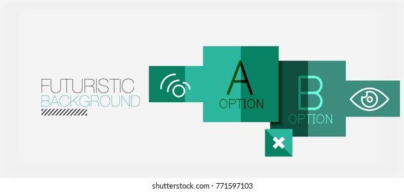 Square shapes banner design, geometric abstract background. Vector business slogan, infographics or presentation template