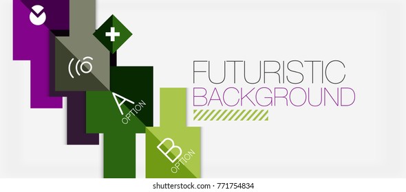 Square shapes banner design, geometric abstract background. Vector business slogan, infographics or presentation template