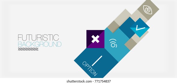 Square shapes banner design, geometric abstract background. Vector business slogan, infographics or presentation template