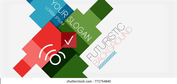 Square shapes banner design, geometric abstract background. Vector business slogan, infographics or presentation template