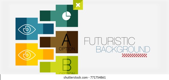 Square shapes banner design, geometric abstract background. Vector business slogan, infographics or presentation template