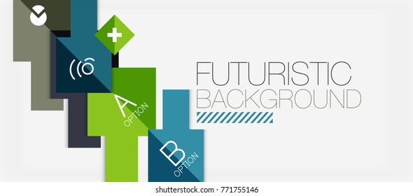 Diseño de pancartas de formas cuadradas, fondo abstracto geométrico. Slogan profesional vectorial, infografía o plantilla de presentación