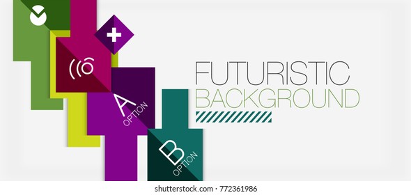 Square shapes banner design, geometric abstract background. Vector business slogan, infographics or presentation template