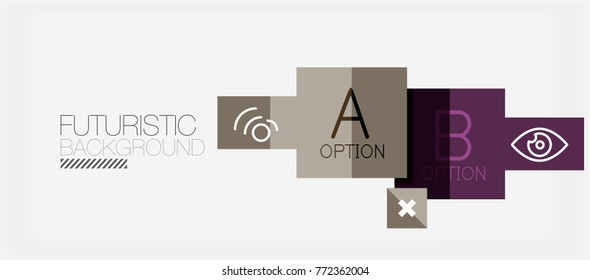 Square shapes banner design, geometric abstract background. Vector business slogan, infographics or presentation template