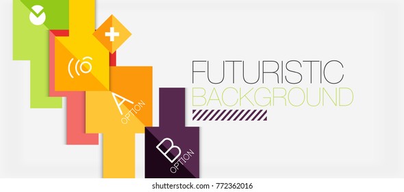Square shapes banner design, geometric abstract background. Vector business slogan, infographics or presentation template