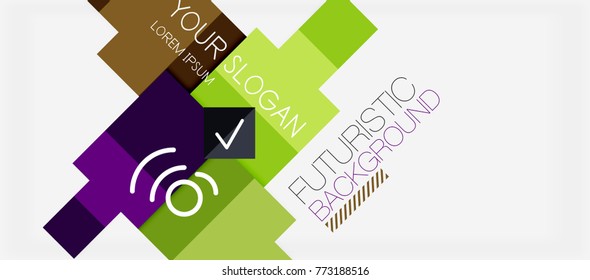 Quadrat formt Banner-Design, geometrisch abstrakter Hintergrund. Vektorgeschäftsslogan, Infografik oder Präsentationsvorlage
