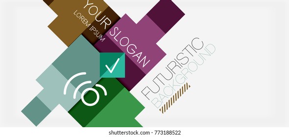 Square shapes banner design, geometric abstract background. Vector business slogan, infographics or presentation template