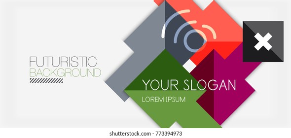 Square shapes banner design, geometric abstract background. Vector business slogan, infographics or presentation template