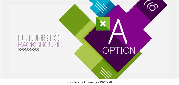 Square shapes banner design, geometric abstract background. Vector business slogan, infographics or presentation template
