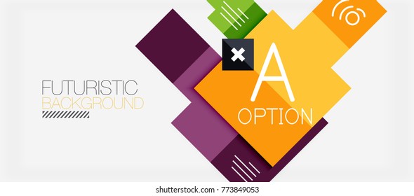 Square shapes banner design, geometric abstract background. Vector business slogan, infographics or presentation template