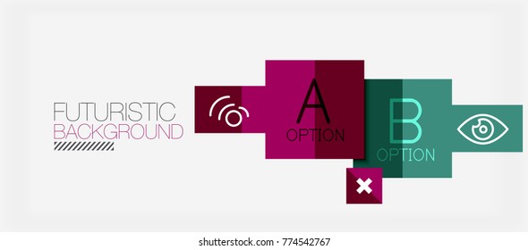 Square shapes banner design, geometric abstract background. Vector business slogan, infographics or presentation template