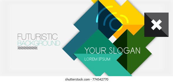 Quadrat formt Banner-Design, geometrisch abstrakter Hintergrund. Vektorgeschäftsslogan, Infografik oder Präsentationsvorlage