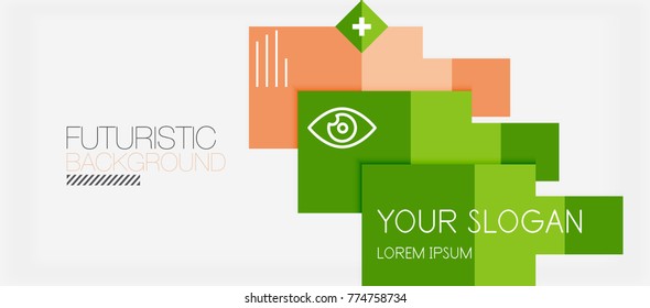Diseño de pancartas de formas cuadradas, fondo abstracto geométrico. Slogan profesional vectorial, infografía o plantilla de presentación