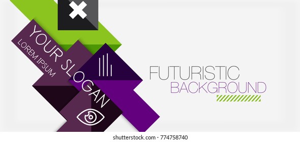 Square shapes banner design, geometric abstract background. Vector business slogan, infographics or presentation template