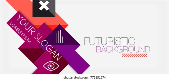 Square Shapes Banner Design, Geometric Abstract Background. Vector Business Slogan, Infographics Or Presentation Template