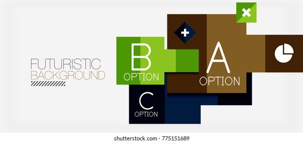 Square shapes banner design, geometric abstract background. Vector business slogan, infographics or presentation template