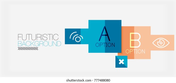 Square shapes banner design, geometric abstract background. Vector business slogan, infographics or presentation template