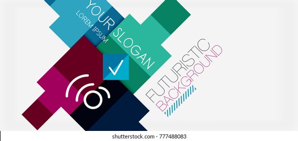Square shapes banner design, geometric abstract background. Vector business slogan, infographics or presentation template