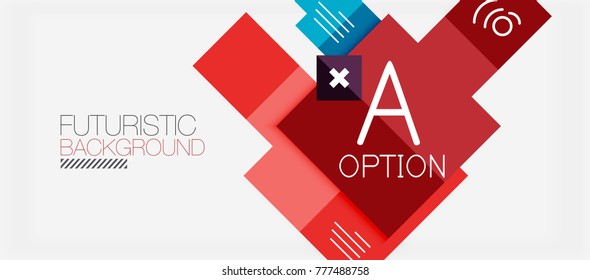 Diseño de pancartas de formas cuadradas, fondo abstracto geométrico. Slogan profesional vectorial, infografía o plantilla de presentación