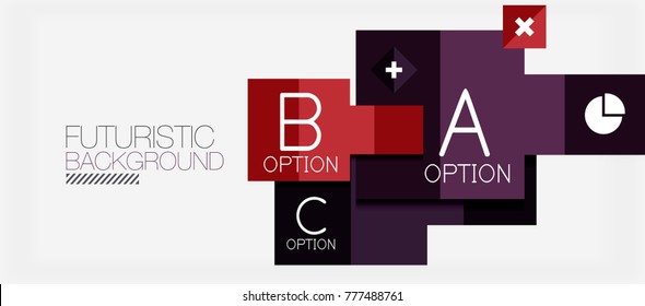 Square shapes banner design, geometric abstract background. Vector business slogan, infographics or presentation template